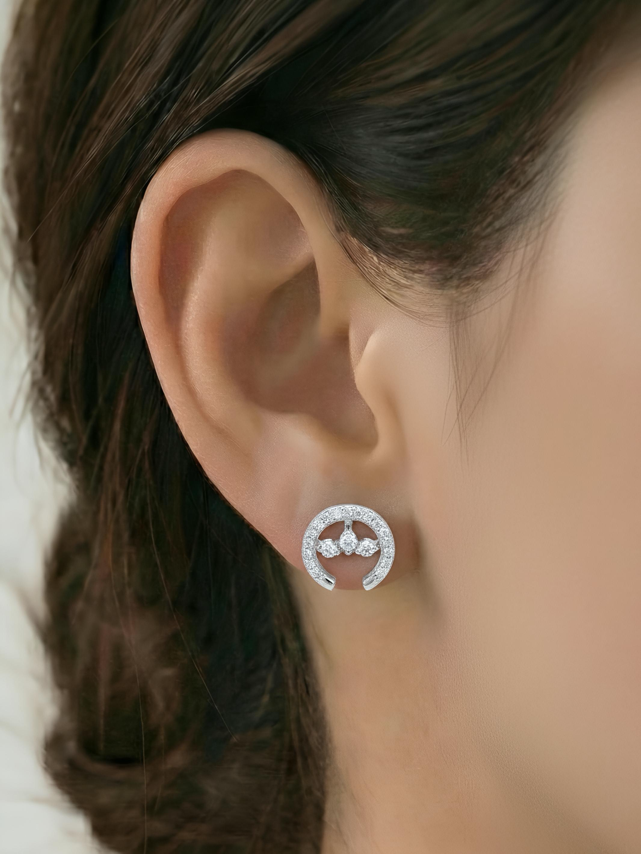 Horseshoe Shaped Pure Silver Earring