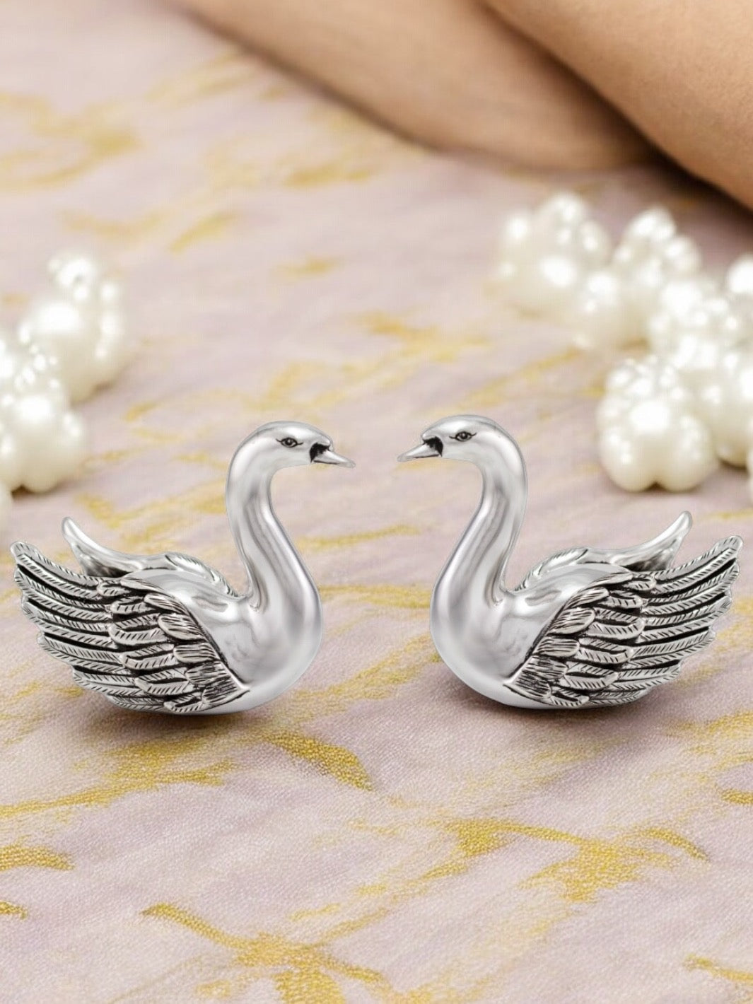 Pure Silver Pair Of Swan Idol - PSA Jewels