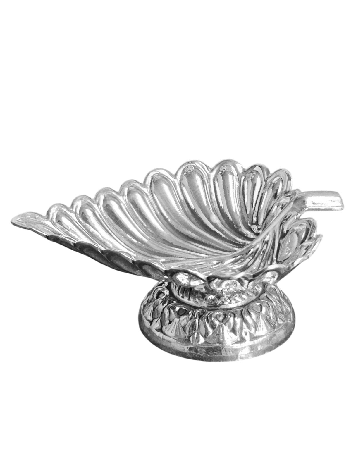 Pure Silver Carved Silver Leaf Deepam - PSA Jewels