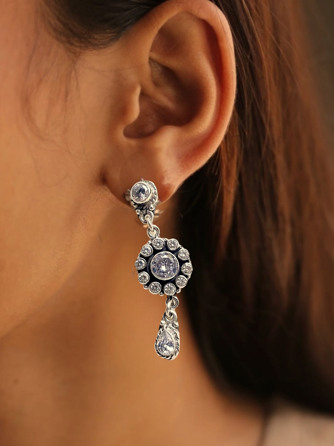 White Stone Dangling Earring - PSA Jewels