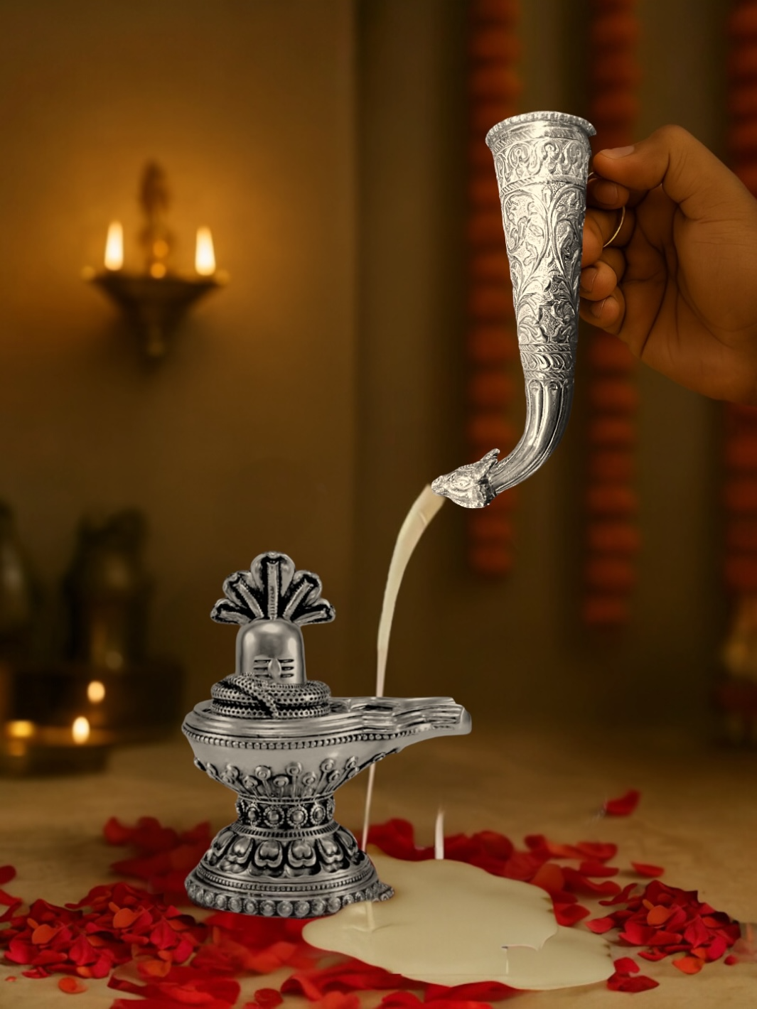 Pure Silver Gaumukhi Shringi Abhishek Pot