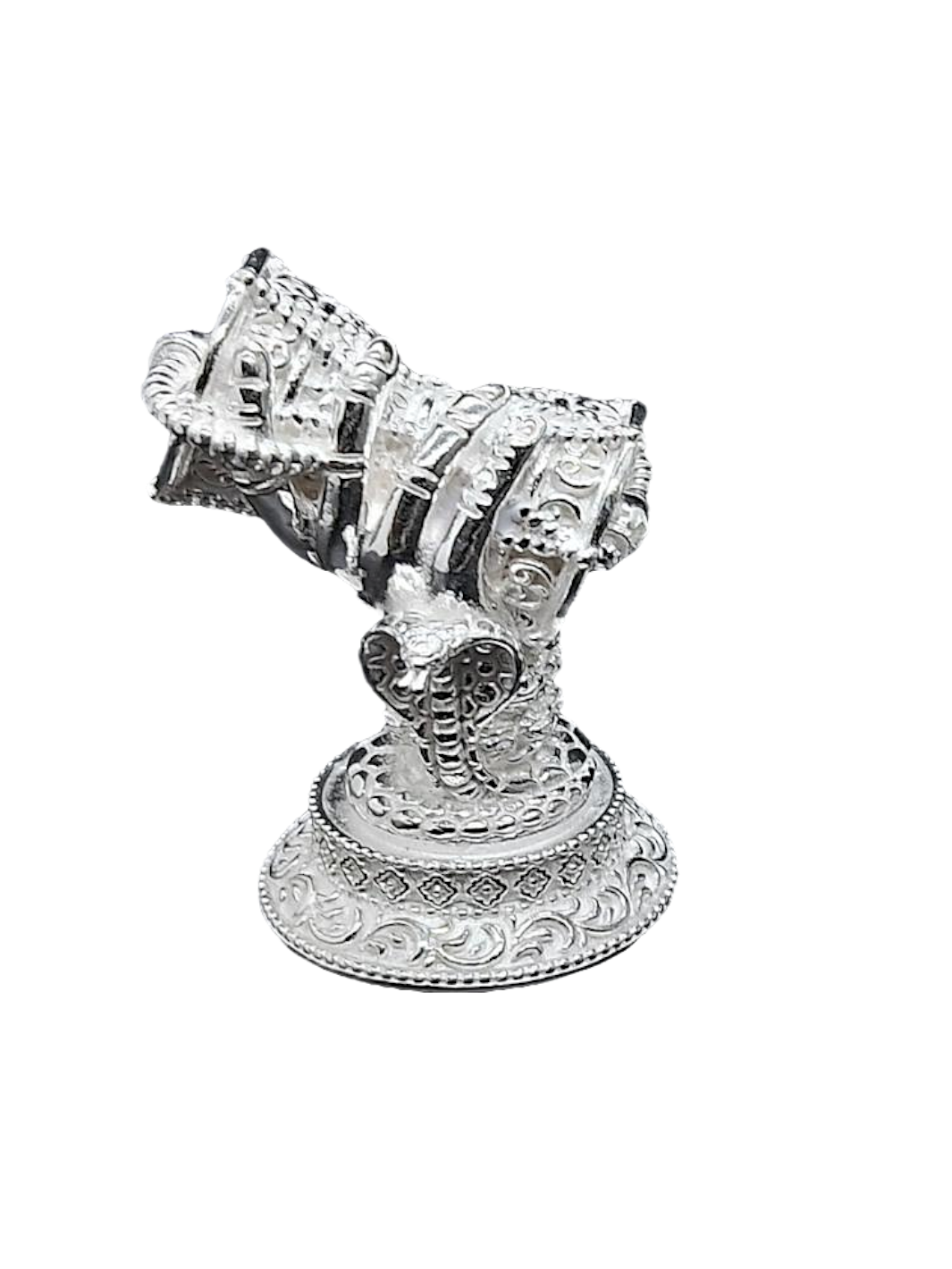 Pure Silver Antique Mini Damru In Hand