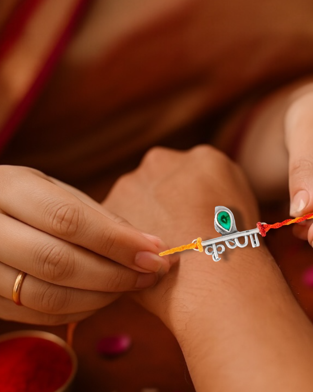 Auspicious Silver Krishna Rakhi