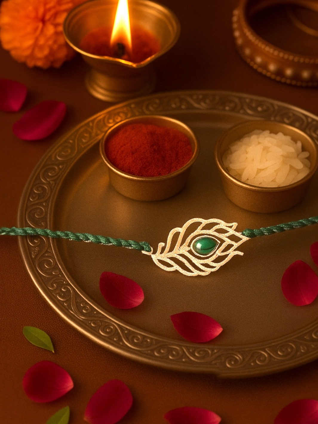 Auspicious Krishna’s Grace Pure Silver Rakhi