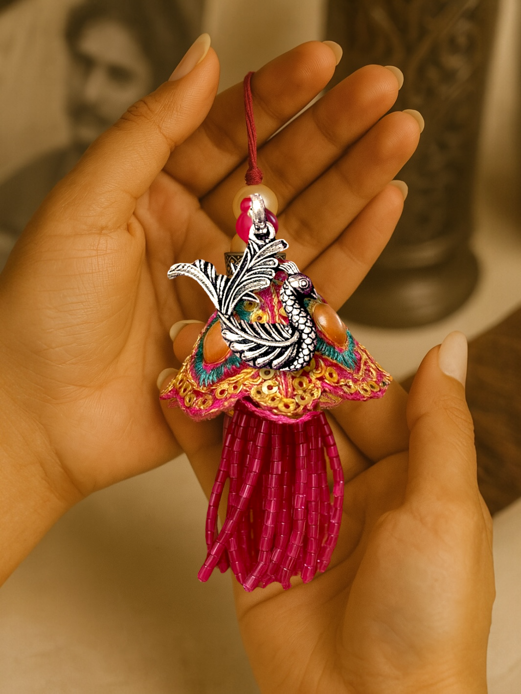 Auspicious Swan Pendant Lumba Rakhi for Bhabhi